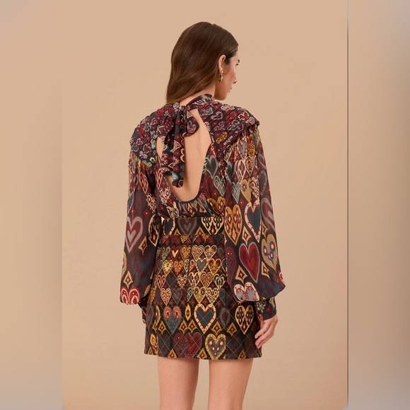 Farm Rio Black Hearts Ikat Mini Skirt - Picture 7 of 9